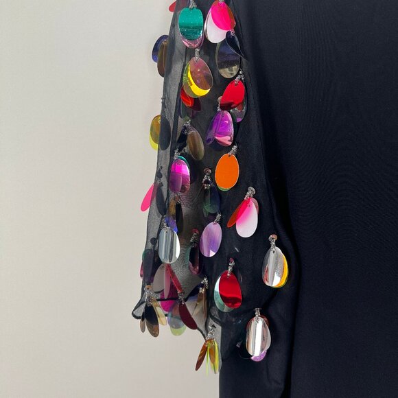 Stunning Vintage 100% Silk Sequin Beaded Midi Mini Designer Dress Wedding Guest - Picture 5 of 14